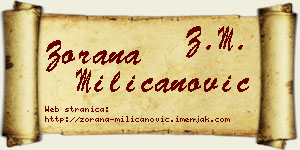 Zorana Milicanović vizit kartica